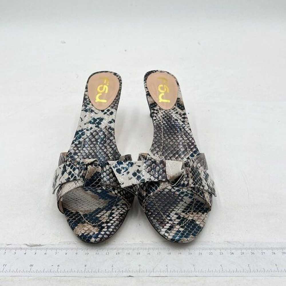 FSJ Snake Print Bowknot Slip On Mules Summer Open… - image 2