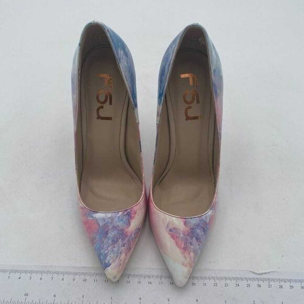 FSJ Blue Colorful Pointed Toe Pumps High Heel Sex… - image 2