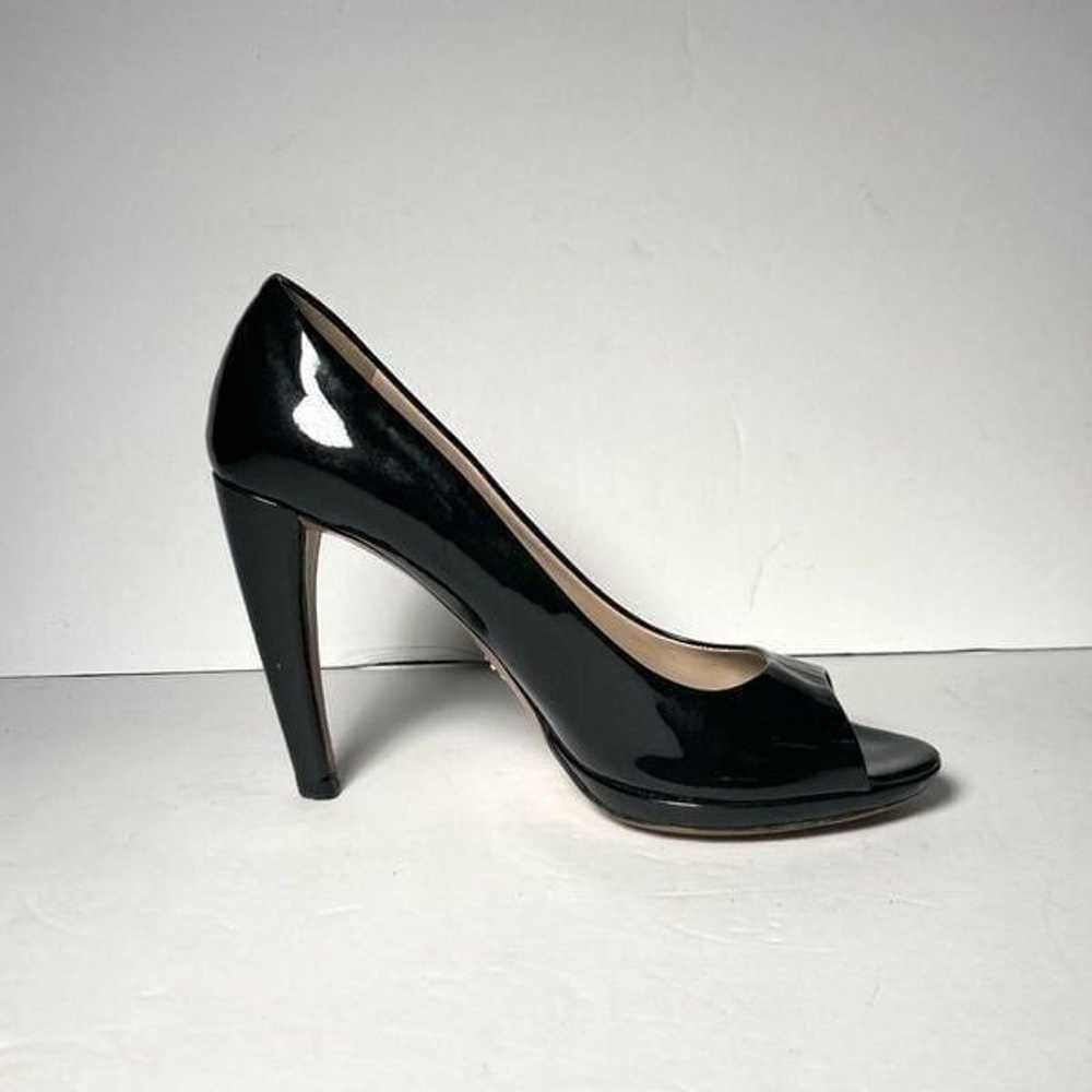 Prada Size 6.5 Black Patent Peep Toe Chunky Heel … - image 5