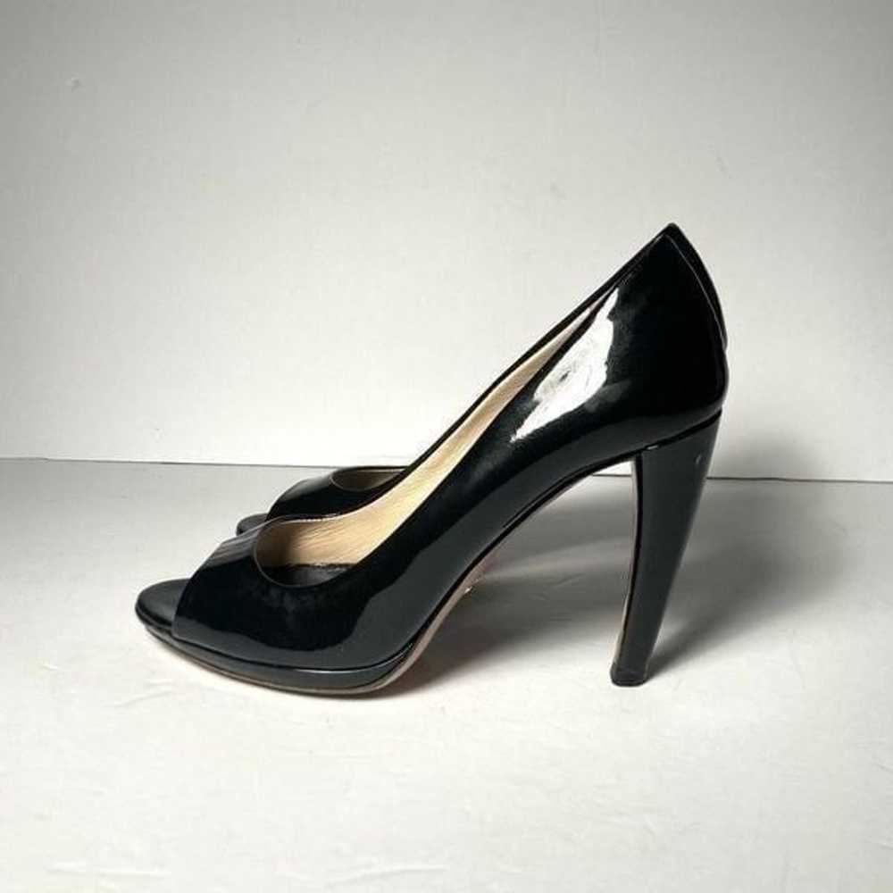 Prada Size 6.5 Black Patent Peep Toe Chunky Heel … - image 7