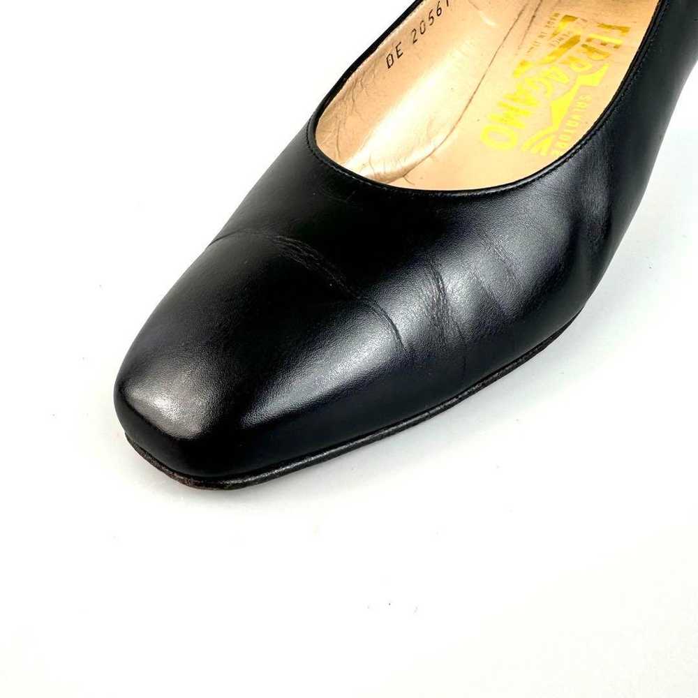 Salvatore Ferragamo Pumps Square Toe Calf Black 2… - image 10