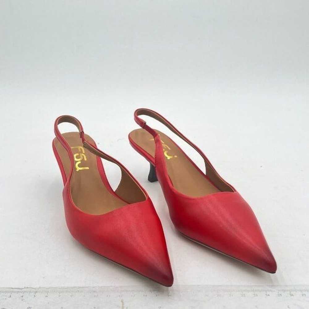 FSJ Red Kitten Heel Slingback Sandal Pointy Toe S… - image 4