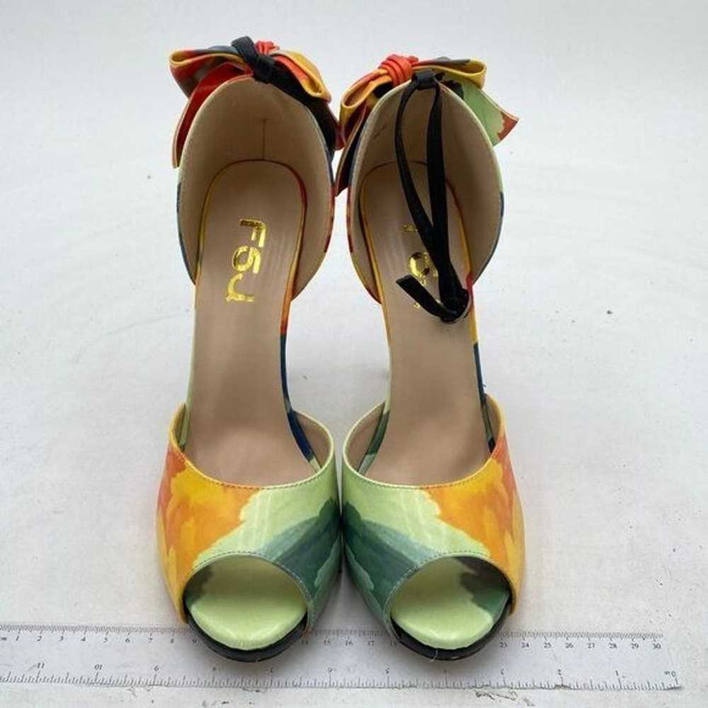 FSJ Watercolor Stiletto High Heels Sandals Peep T… - image 4