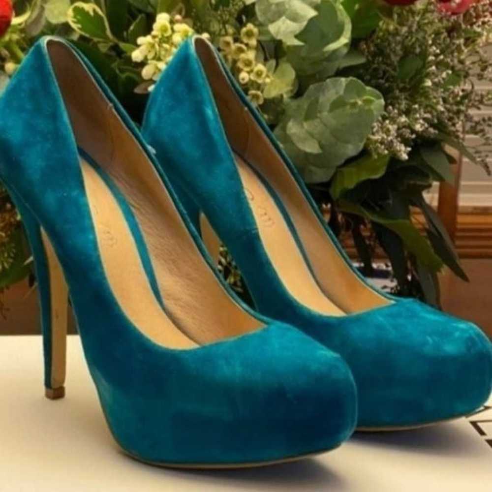 Aldo Teal Suede Platform Pumps | Size 6.5 | 5" He… - image 2