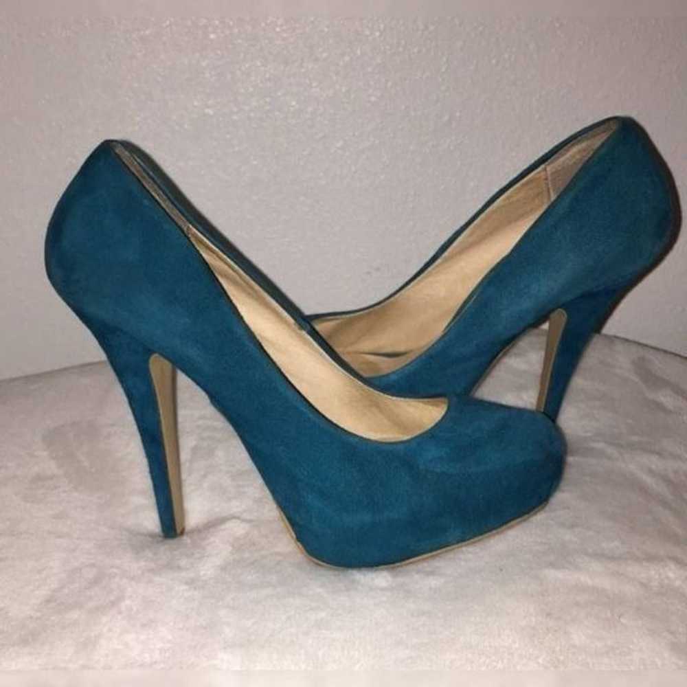 Aldo Teal Suede Platform Pumps | Size 6.5 | 5" He… - image 4