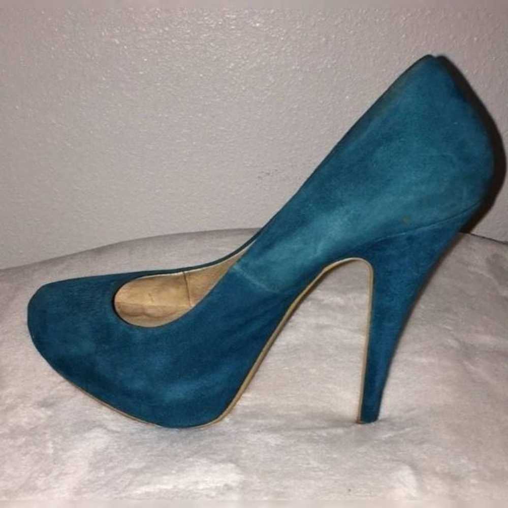 Aldo Teal Suede Platform Pumps | Size 6.5 | 5" He… - image 6