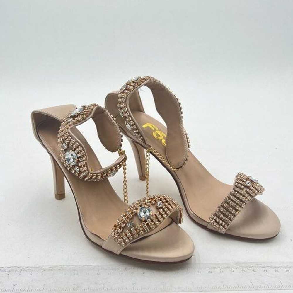 FSJ Beige Sexy Rhinestone Stiletto Heels Open Toe… - image 1