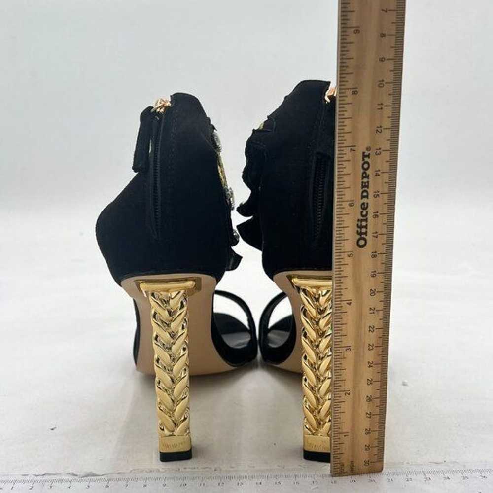 FSJ Black Vine Gold Metal Chain Chunky High Heels… - image 5