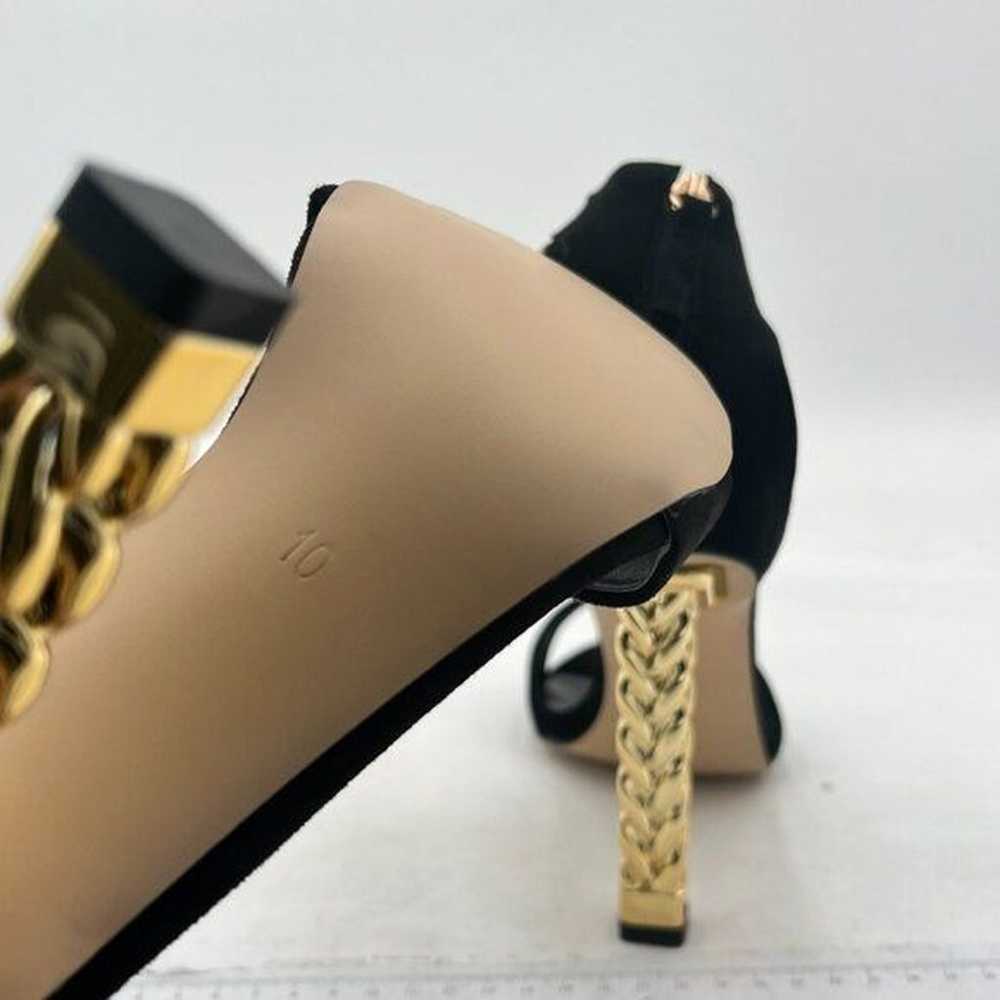 FSJ Black Vine Gold Metal Chain Chunky High Heels… - image 6