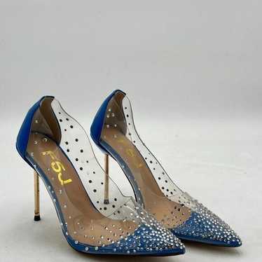 FSJ Women Studded Pointed Toe Transparent Pumps Hi