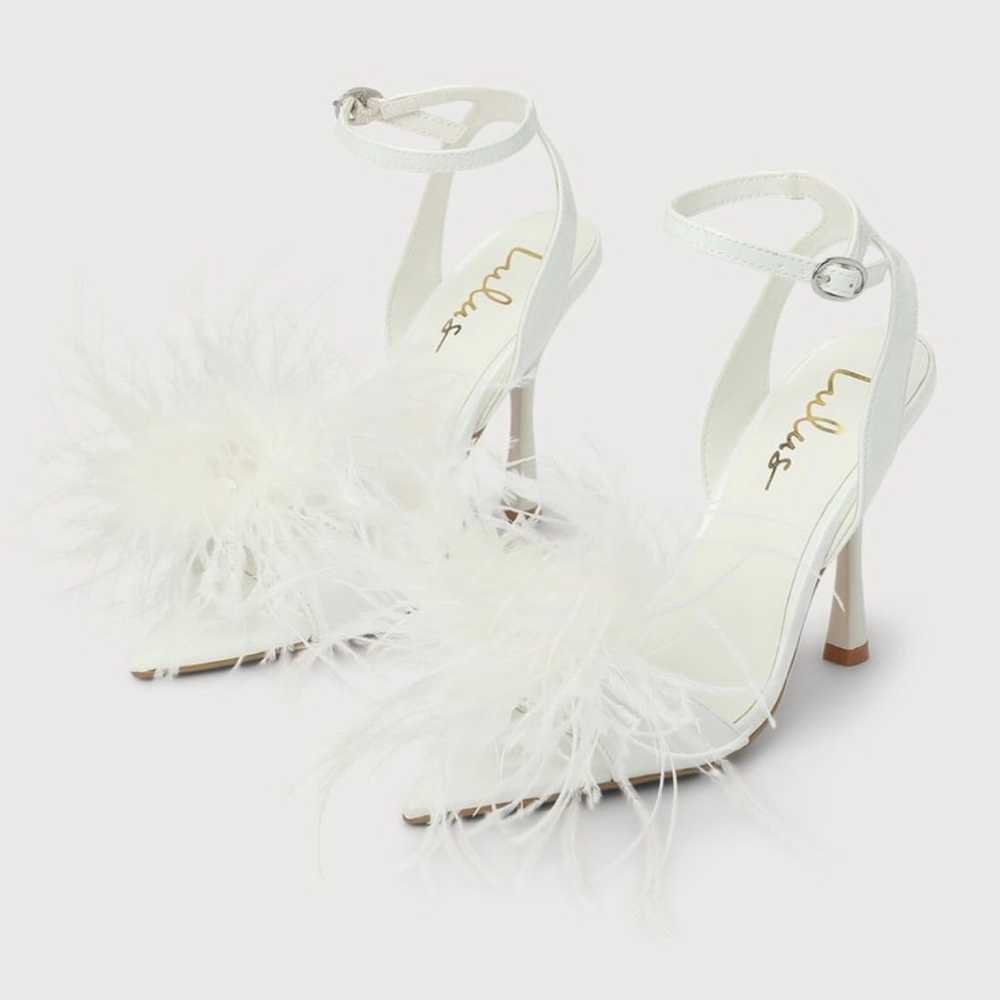 NWOT Lulus Harlee White Patent Feather High Heel … - image 6