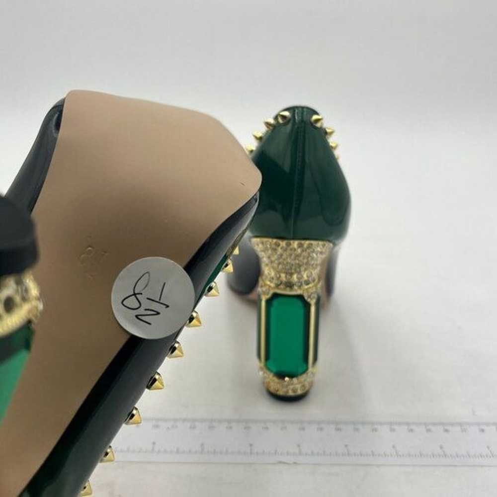 FSJ Emerald Green Bridal Pointed Toe Chunky High … - image 6