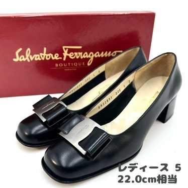 Salvatore Ferragamo Pumps Leather Velvety Ribbon … - image 1