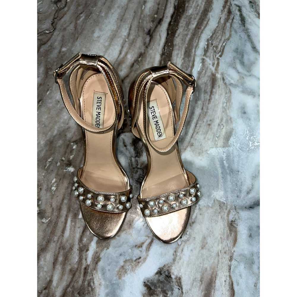 Steve Madden Womens Madiera Pearl Rose Gold Block… - image 3