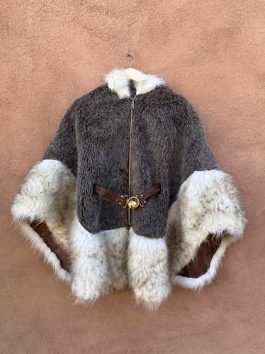 Belted & Hooded 1960's Faux Fur Poncho