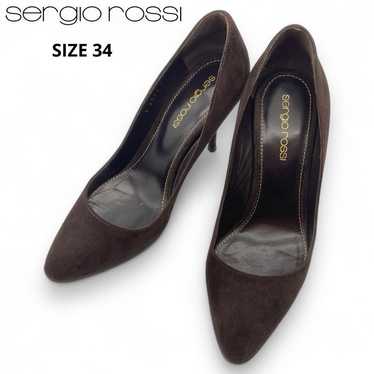 Sergio Rossi Suede Brown Pump Open Toe, equivalent