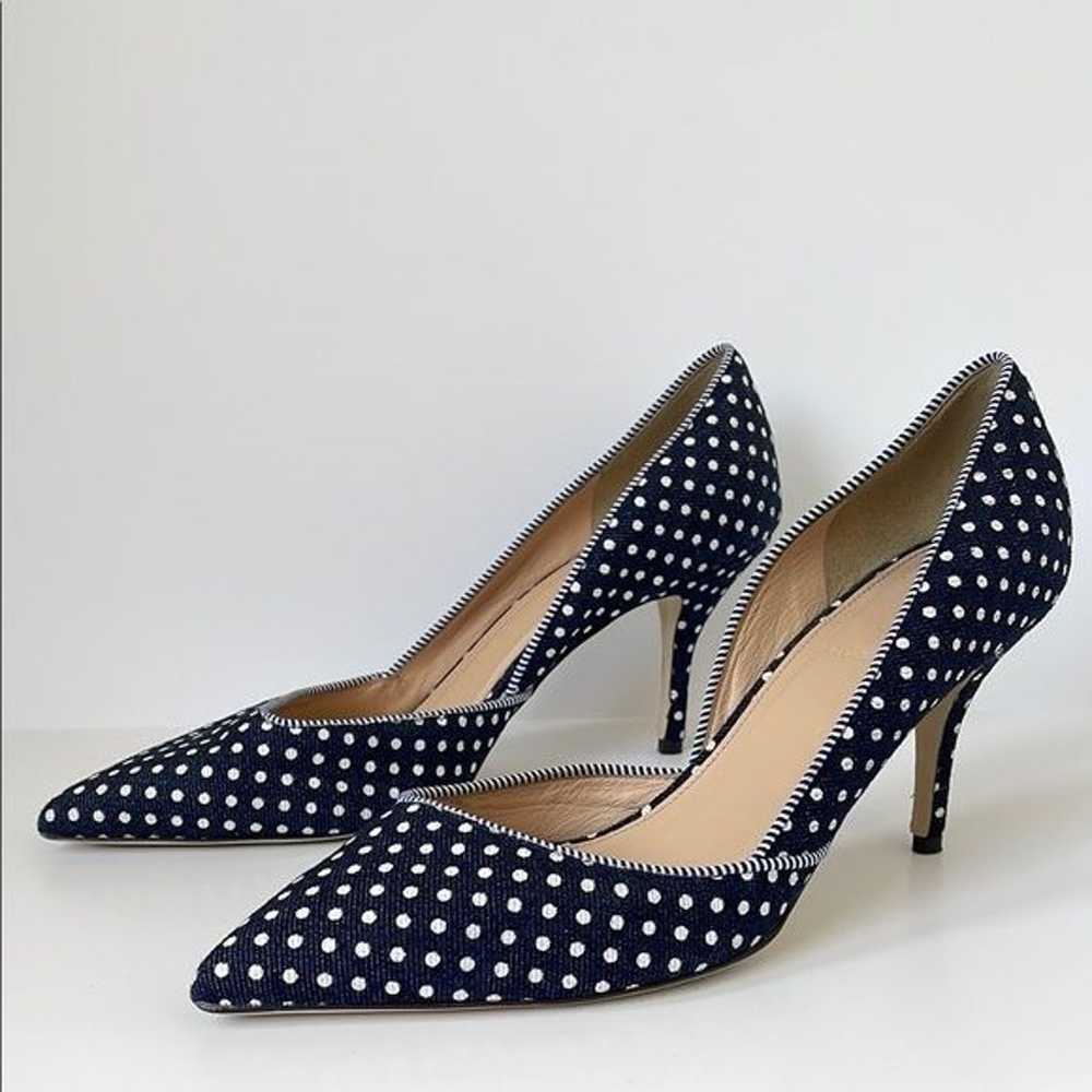 J.crew D'orsay Colette Denim Navy Blue White Polk… - image 3