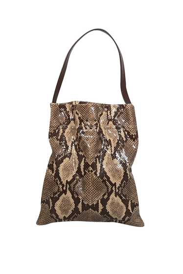 TL-180 - Beige & Brown Python Embossed Leather Sho