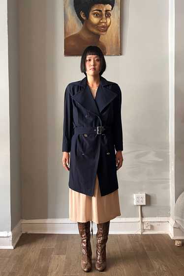 Thierry Mugler Navy Wool Trench Coat Dress