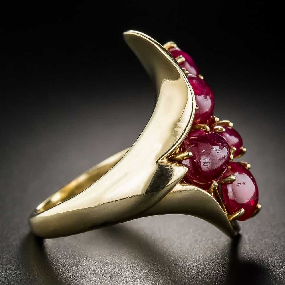 Retro Cabochon Ruby and Diamond Dinner Ring - image 3