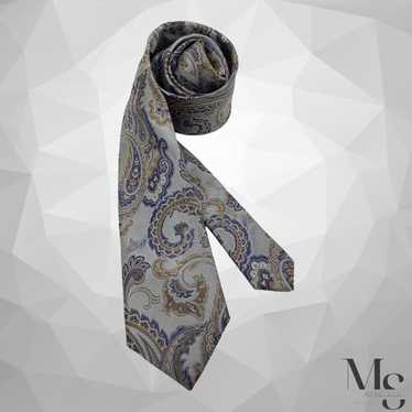 Eton ETON Gray Paisley Luxury Designer Silk Tie Ma