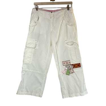 Miss Me Miss Me white cargo pants pink floral patc