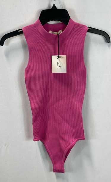 NWT Happily Grey Womens Pink Ribbed Knit Sleevele… - image 1