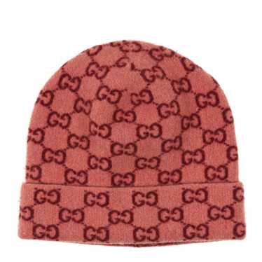 GUCCI Wool GG Monogram Fog Tricot Beanie Hat M Pi… - image 1