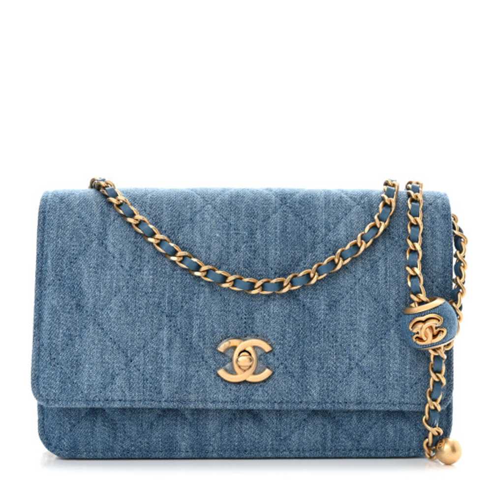 CHANEL Denim Quilted CC Pearl Crush Wallet on Cha… - image 1