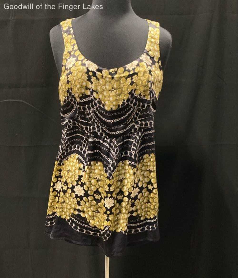 Cabi Blue & Gold 100% Silk Tank Top Size M - image 1