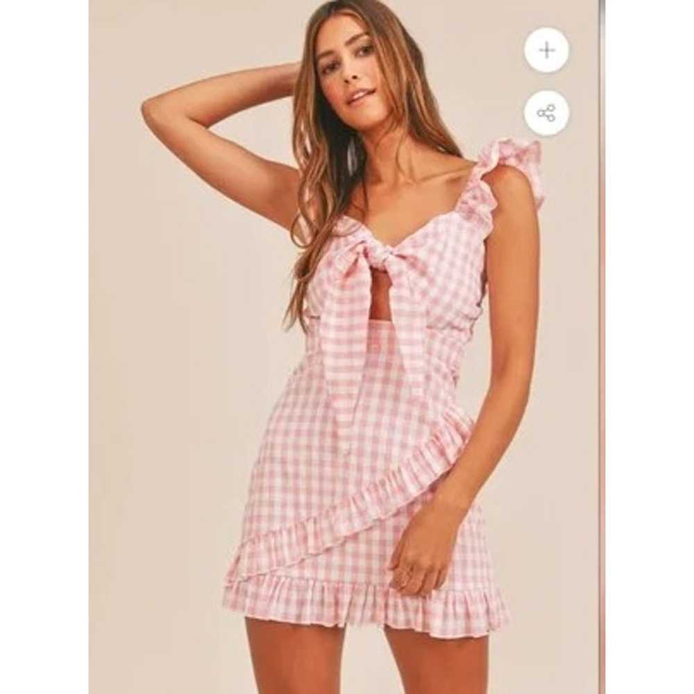 MABLE IYLA Mini Pink Gingham Dress Size Small - image 1