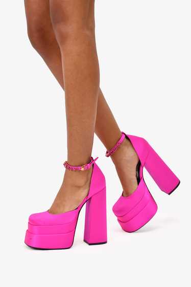 Versace Fuchsia Pink Satin Medusa Aevitas Platform