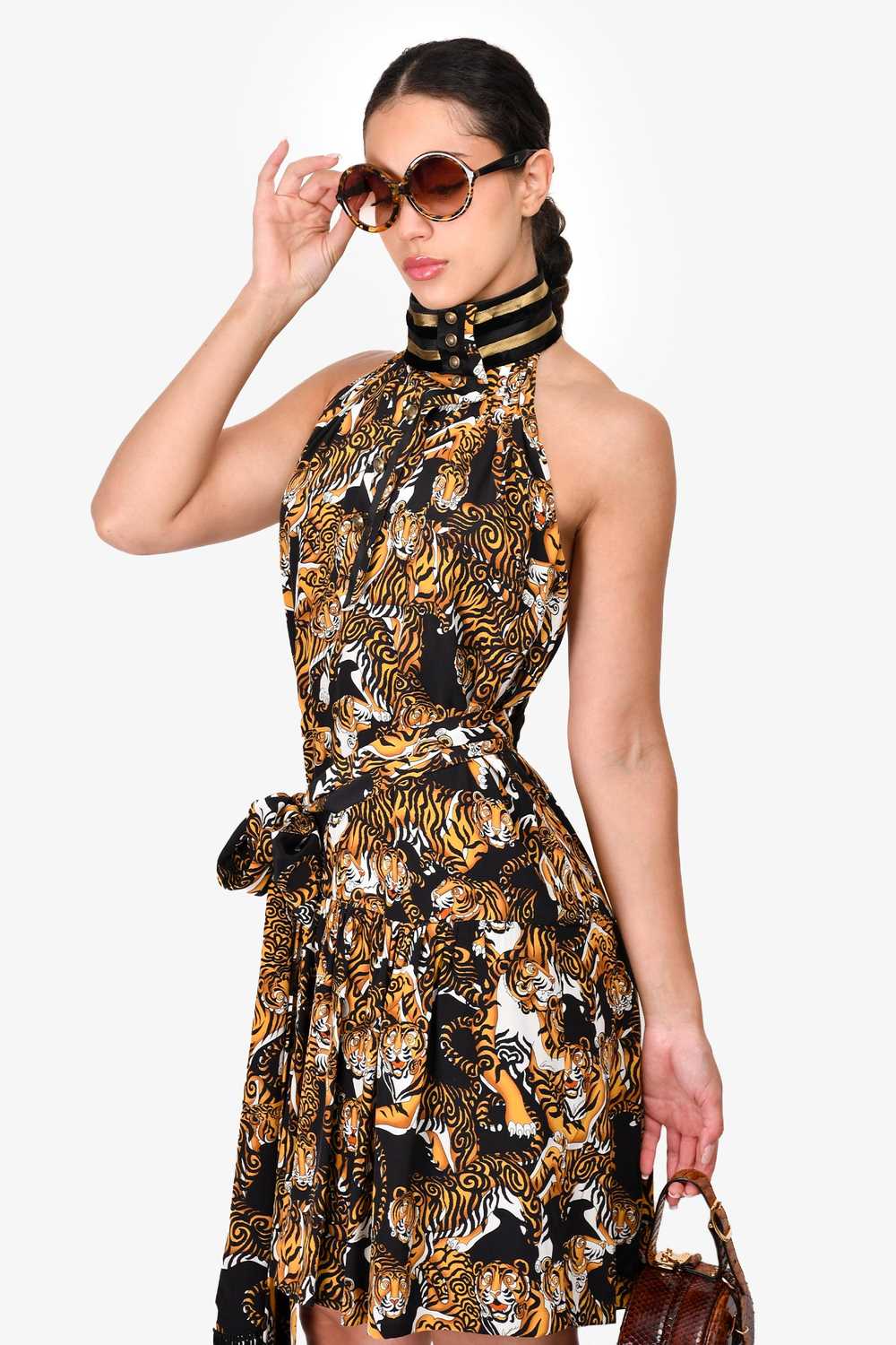 Gucci Black/Multicolour Silk Tiger Printed Dress … - image 2