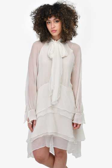 Chloe Cream Silk Ruffle Dress Size 40