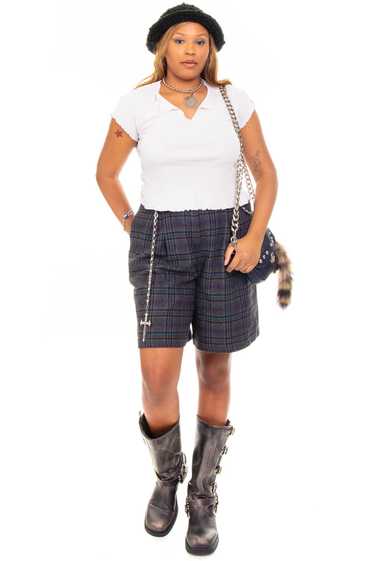 Vintage 90's Grunge Wool Plaid Shorts - L