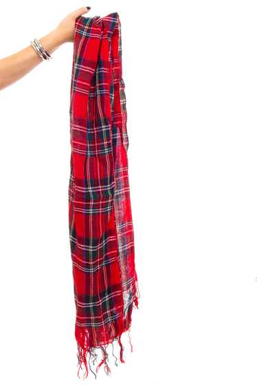 Vintage 90's Red Plaid Long Scarf