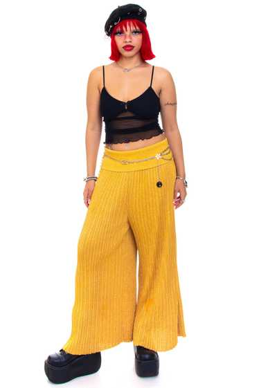 Vintage Y2K Golden Pleated Pants - S/M