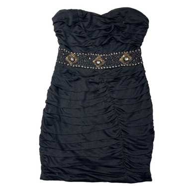 Nikibiki Black Strapless Ruched Gold Rhinestone Bo