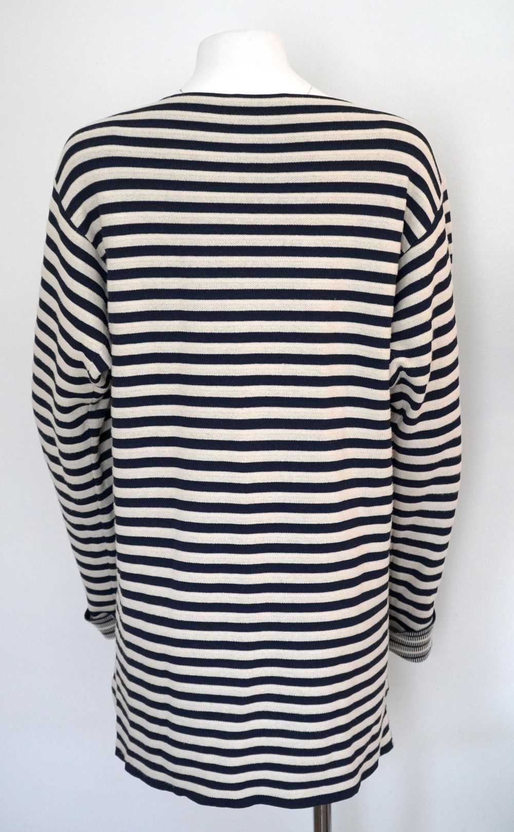 Celine Cream & Navy Striped Sweater sz L - image 12