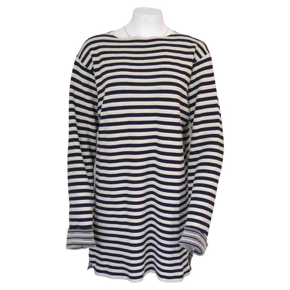 Celine Cream & Navy Striped Sweater sz L - image 1