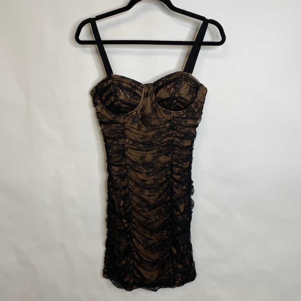 Fashion Nova Black Lace Body Con Dress Sz Large - image 1