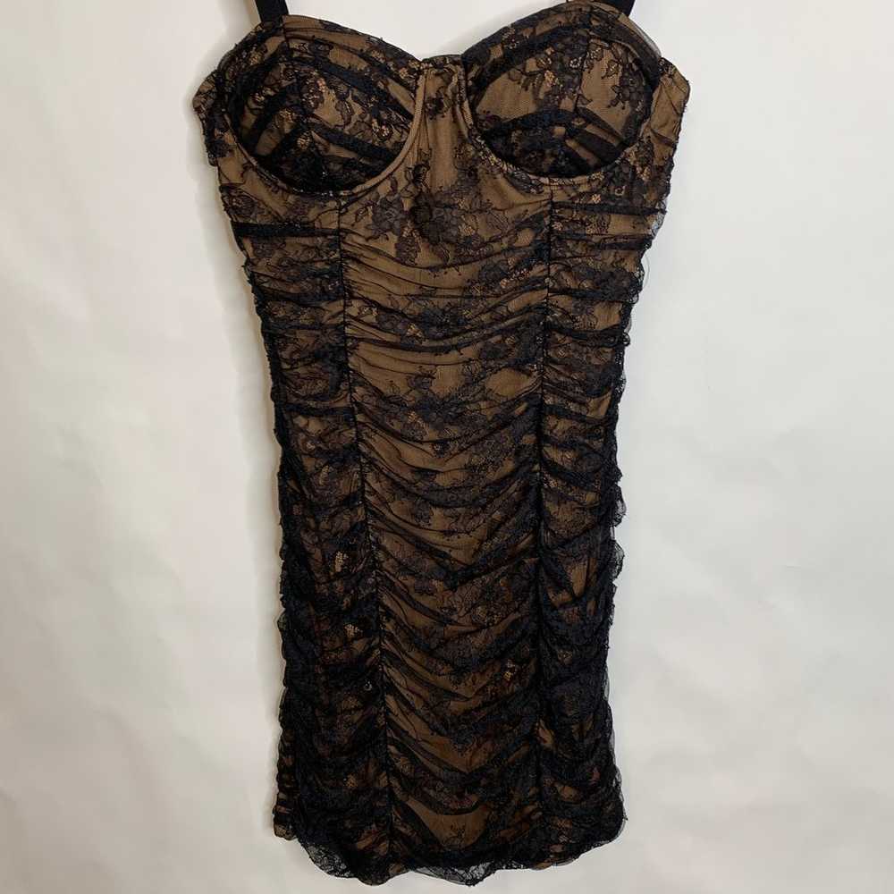 Fashion Nova Black Lace Body Con Dress Sz Large - image 3