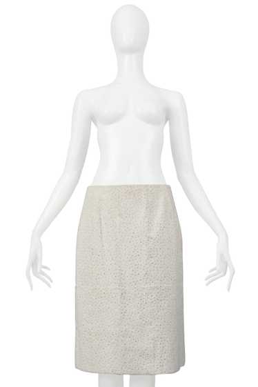 FENDI BY KARL LAGERFELD WHITE FUR SKIRT WITH SWARO