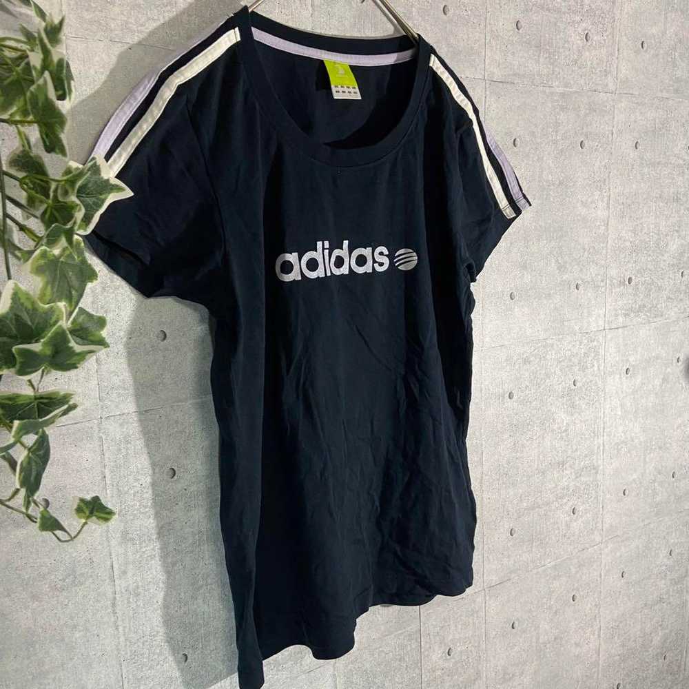 Adidas women's t-shirt black striped sports vinta… - image 2