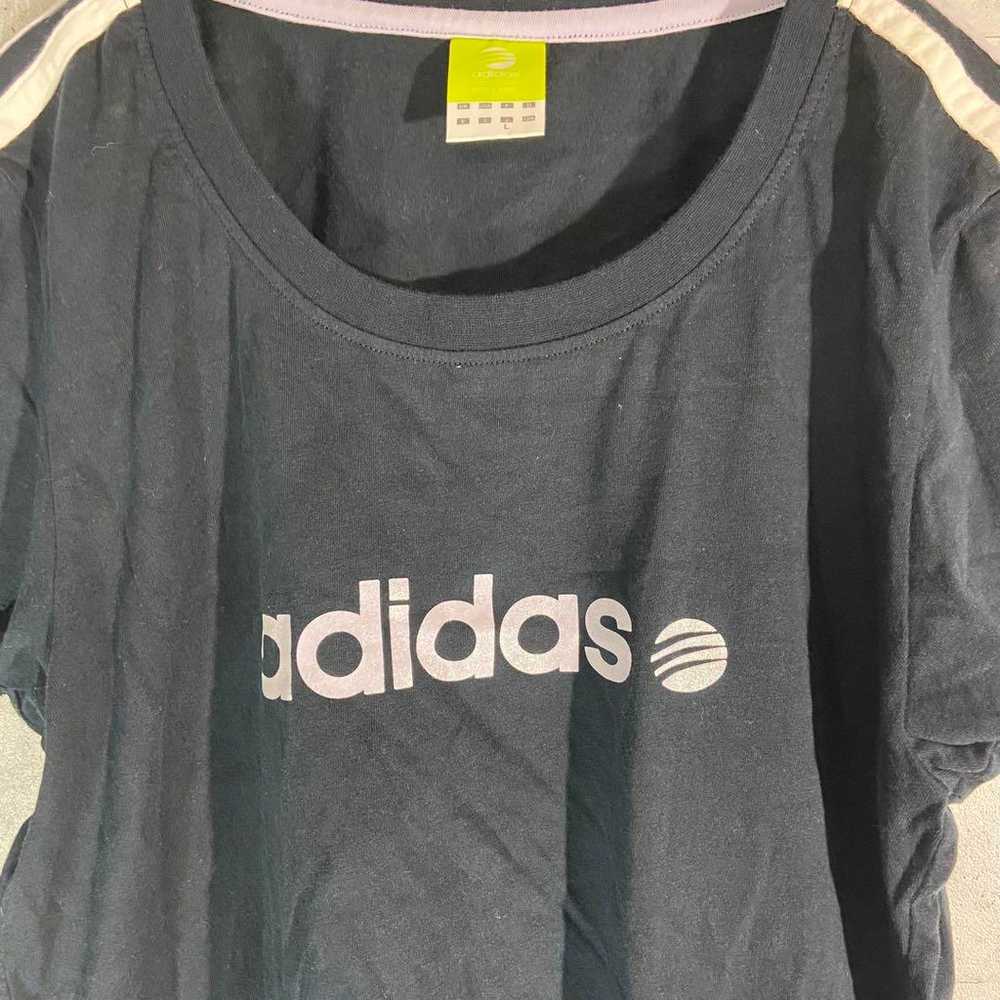 Adidas women's t-shirt black striped sports vinta… - image 4