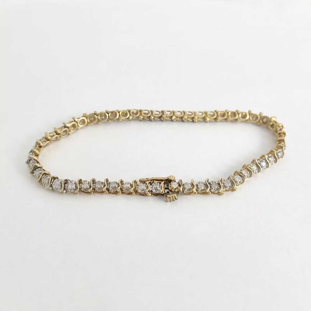 Vintage Diamond S-Link Tennis Bracelet 14K Yellow… - image 6