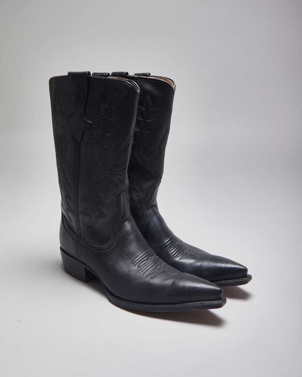 Vintage Zodiac Black Leather Cowboy Boots - UK 11 - image 1