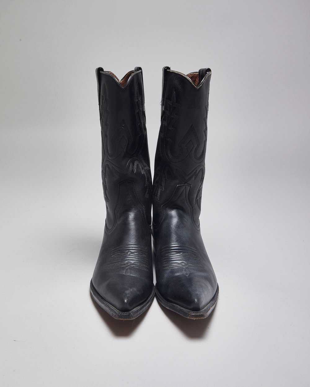 Vintage Zodiac Black Leather Cowboy Boots - UK 11 - image 3