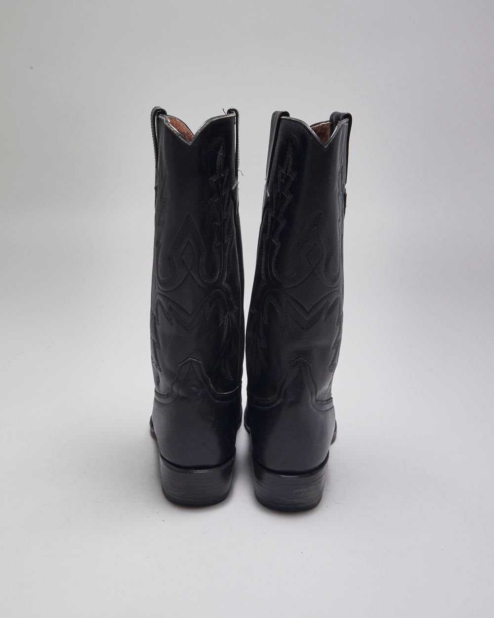 Vintage Zodiac Black Leather Cowboy Boots - UK 11 - image 4