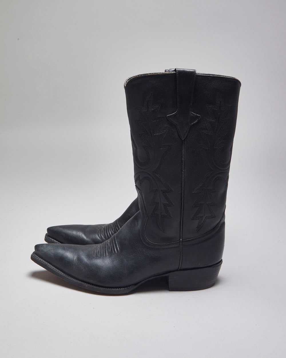 Vintage Zodiac Black Leather Cowboy Boots - UK 11 - image 5